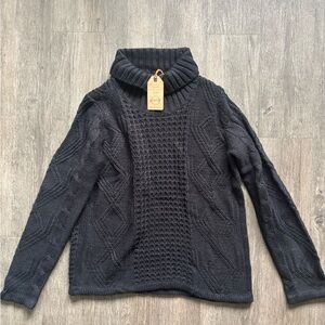 Weatherproof Dark Gray Cable Knit Turtleneck Sweater